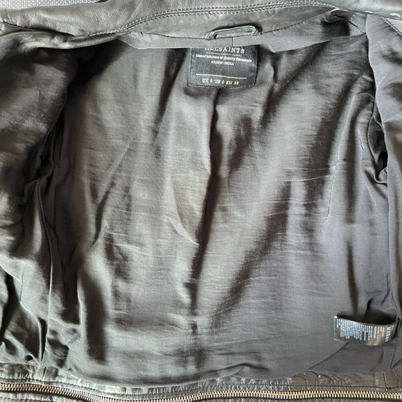 AllSaints Slim Fit Leather Biker Jacket US Size 0 - Picture 14 of 16
